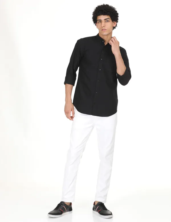 Black_Cotton_Solid_Oxford_Shirt_For_Men