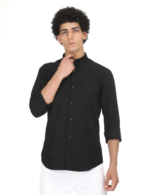 Black_Cotton_Solid_Oxford_Shirt_For_Men