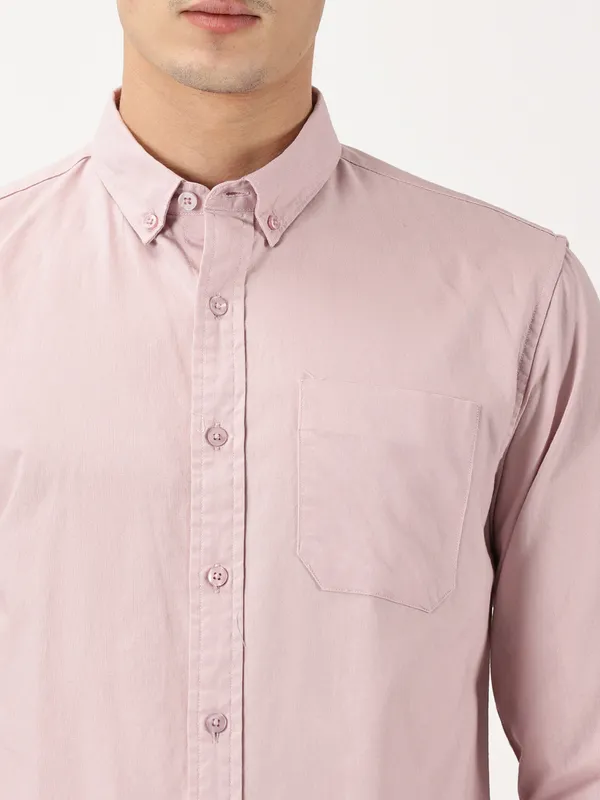 Light_Pink_Cotton_Solid_Oxford_Shirt_For_Men
