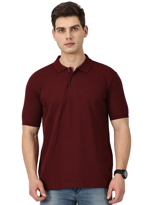 Maroon_Cotton_Half_Sleeve_T_Shirt_For_Men