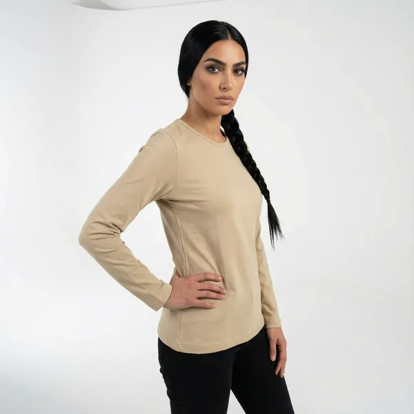 Beige_Cotton_T_Shirt_For_Women