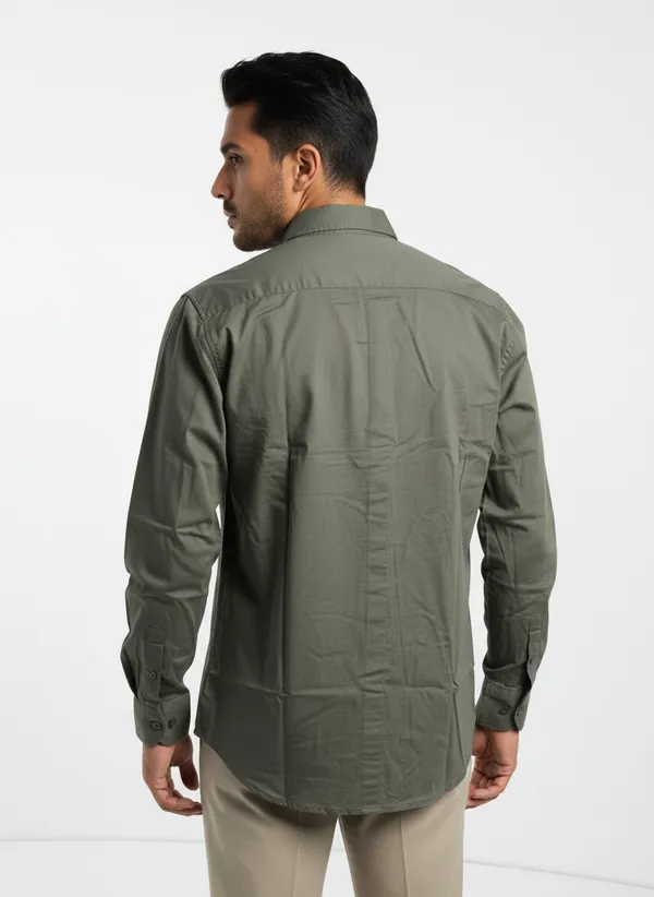 Olive_Green_Cotton_Solid_Oxford_Shirt_For_Men