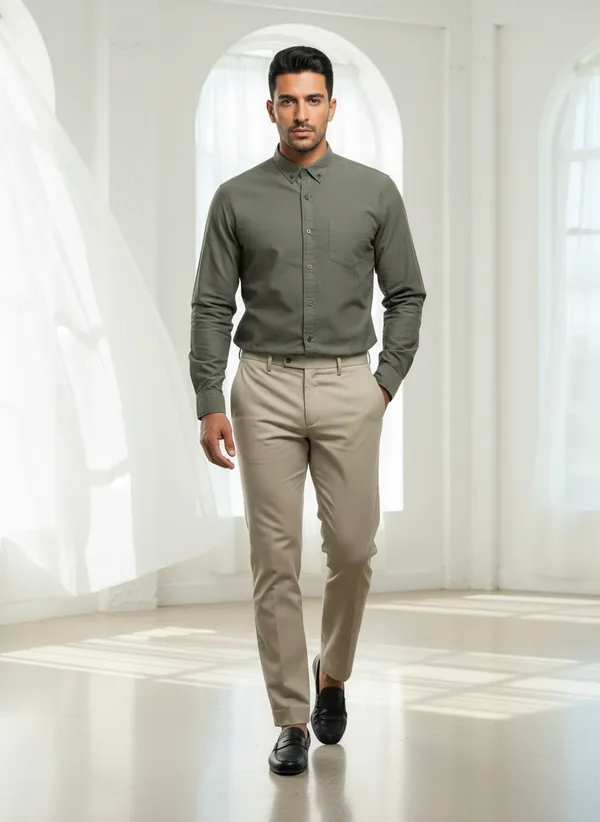 Olive_Green_Cotton_Solid_Oxford_Shirt_For_Men