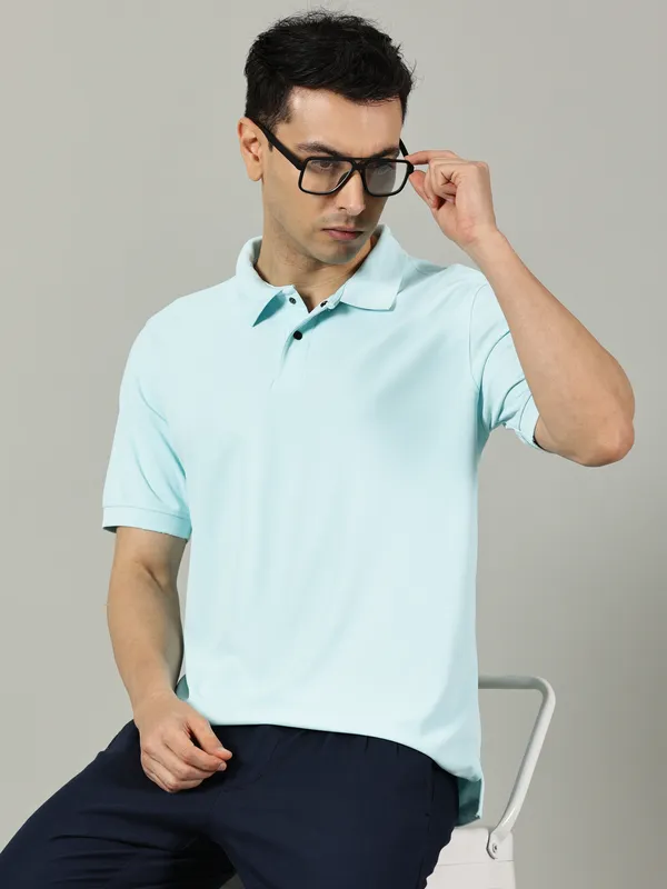 Mint_Blue_Cotton_Polo_T_Shirt_For_Men