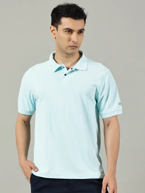 Mint_Blue_Cotton_Polo_T_Shirt_For_Men