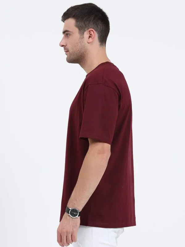 Maroon_Cotton_Drop_Shoulder_Oversized_T_Shirt_For_Men
