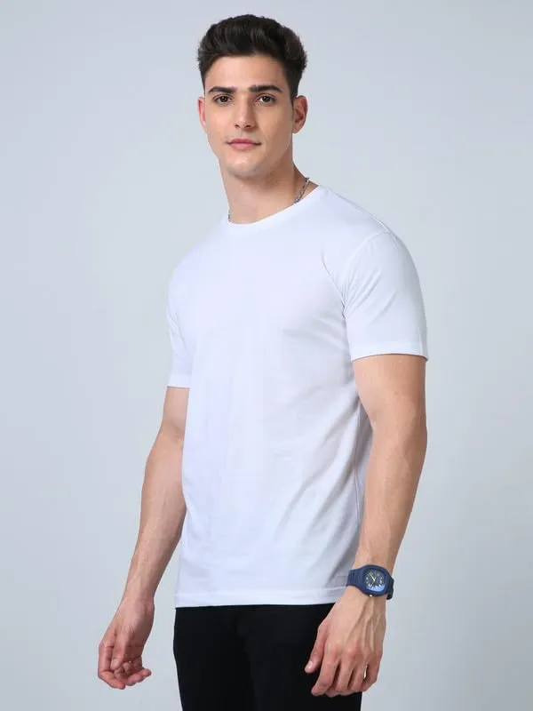White_Supima_Cotton_Round_Neck_T_Shirt_For_Men