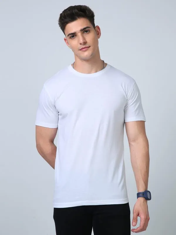 White_Supima_Cotton_Round_Neck_T_Shirt_For_Men