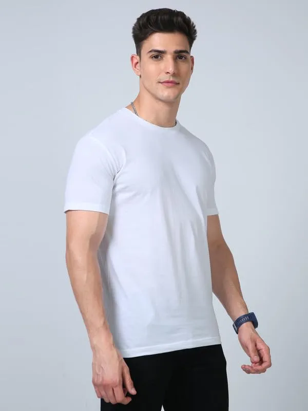 White_Supima_Cotton_Round_Neck_T_Shirt_For_Men