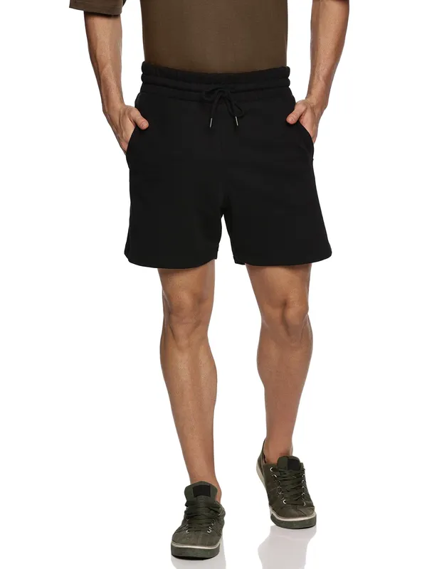 Black_Cotton_Terry_Casual_Shorts_For_Men