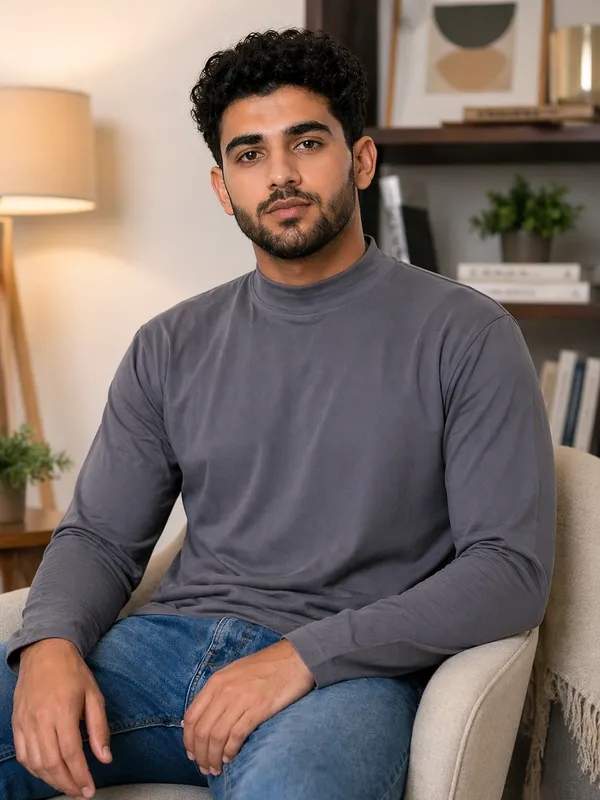 Dark_Grey_Cotton_Turtle_Neck_T_Shirt_For_Men