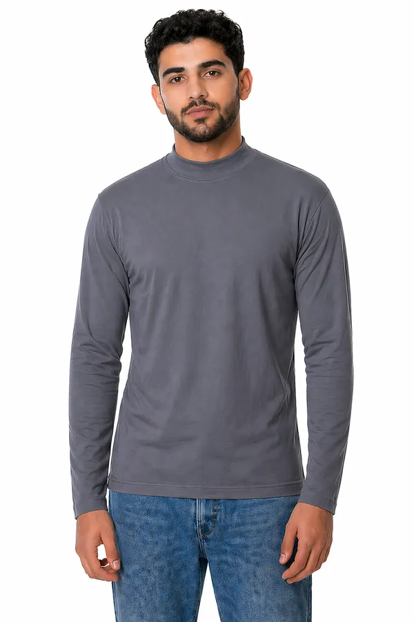 Dark_Grey_Cotton_Turtle_Neck_T_Shirt_For_Men
