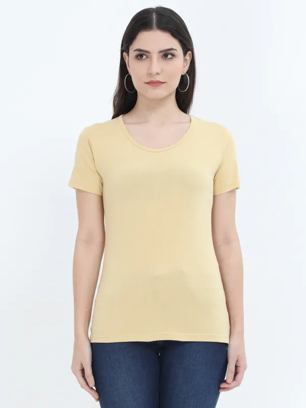 Beige_Cotton_T_Shirt_For_Women
