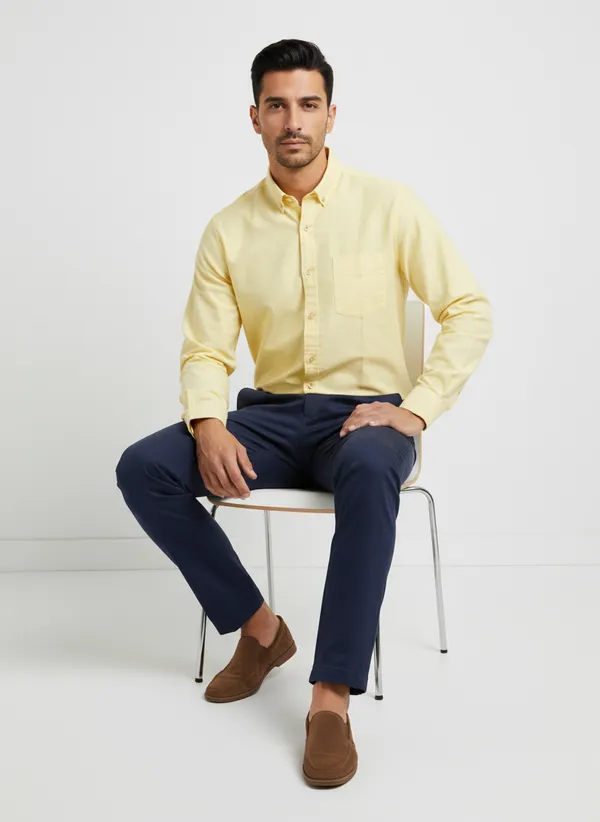 Pastel_Yellow_Cotton_Solid_Oxford_Shirt_For_Men
