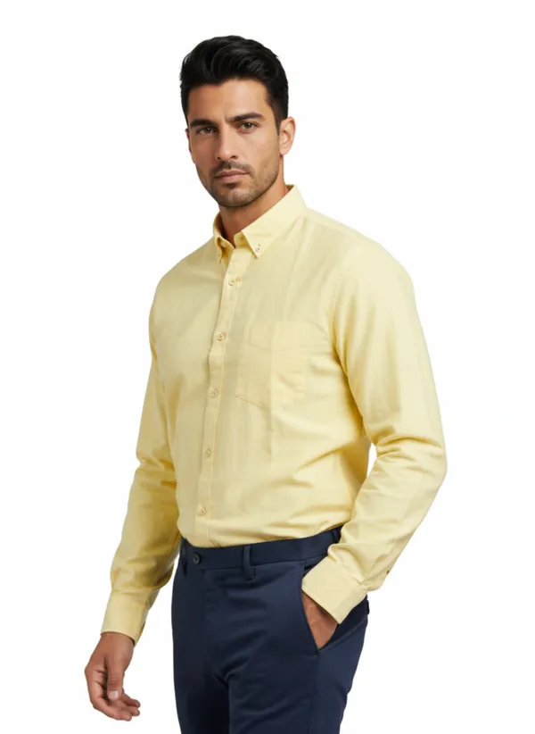 Pastel_Yellow_Cotton_Solid_Oxford_Shirt_For_Men