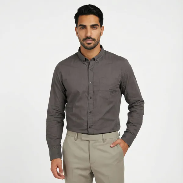 Steel_Grey_Cotton_Solid_Oxford_Shirt_For_Men