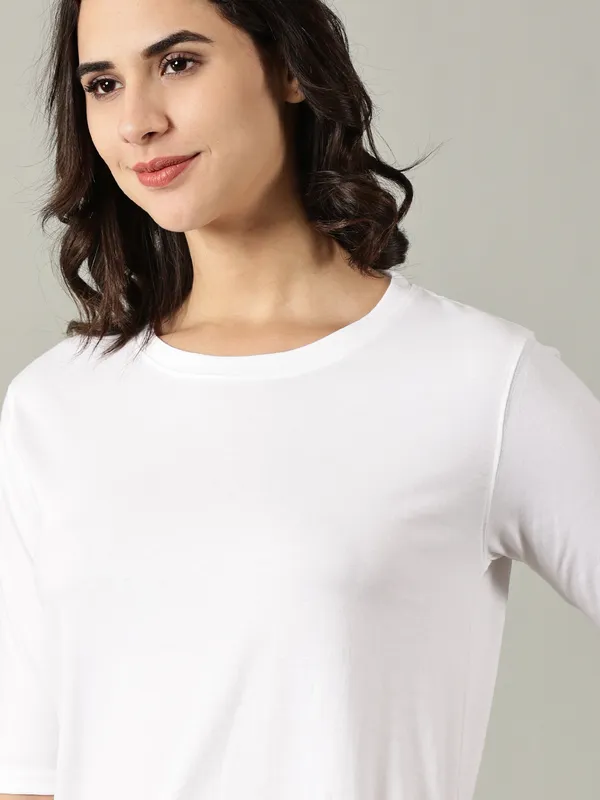 White_Cotton_Relaxed_Fit_Long_Dress_For_Women