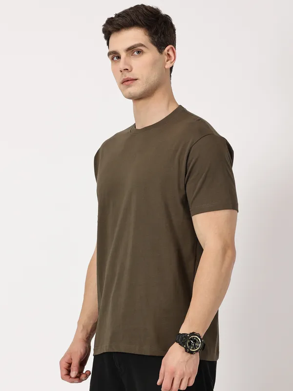 Olive_Green_Cotton_T_Shirt_For_Men