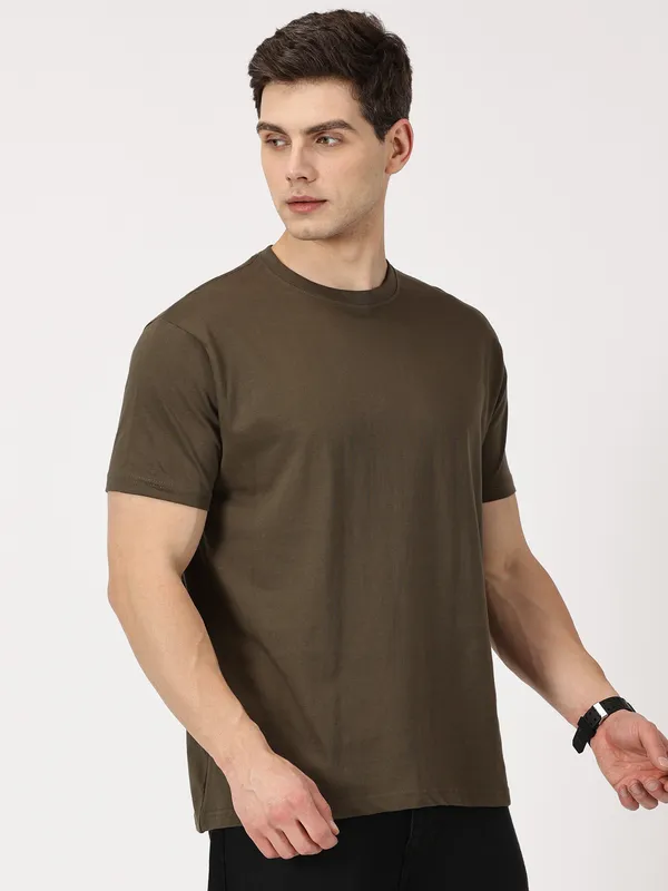 Olive_Green_Cotton_T_Shirt_For_Men