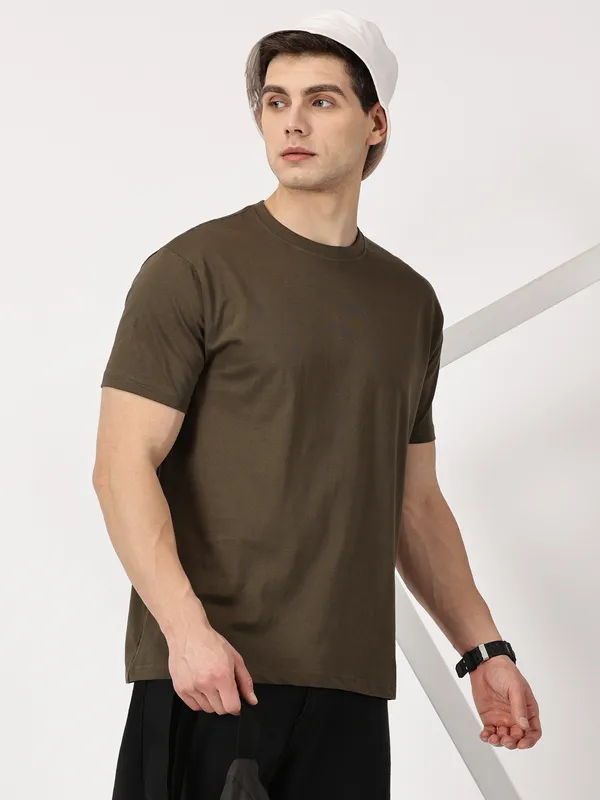 Olive_Green_Cotton_T_Shirt_For_Men