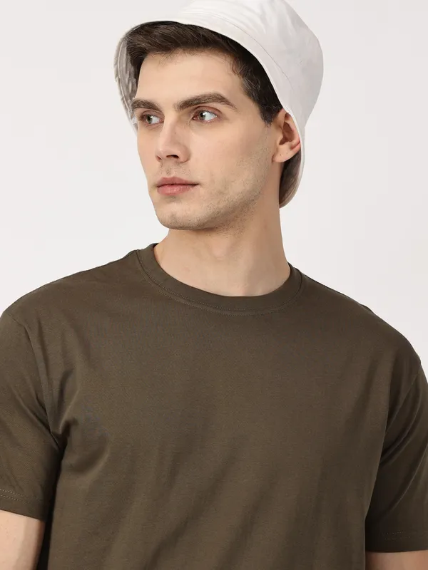 Olive_Green_Cotton_T_Shirt_For_Men