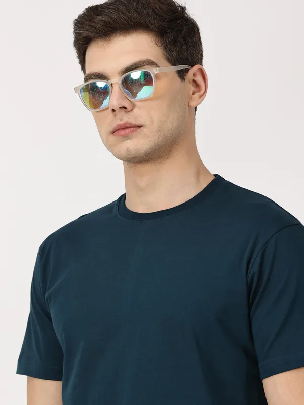 Petrol_Blue_Cotton_T_Shirt_For_Men
