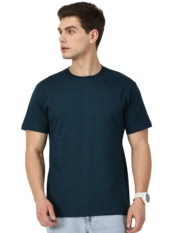 Petrol_Blue_Cotton_T_Shirt_For_Men