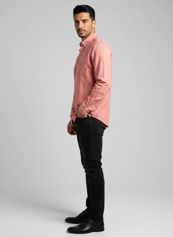 Orange_Cotton_Solid_Oxford_Shirt_For_Men