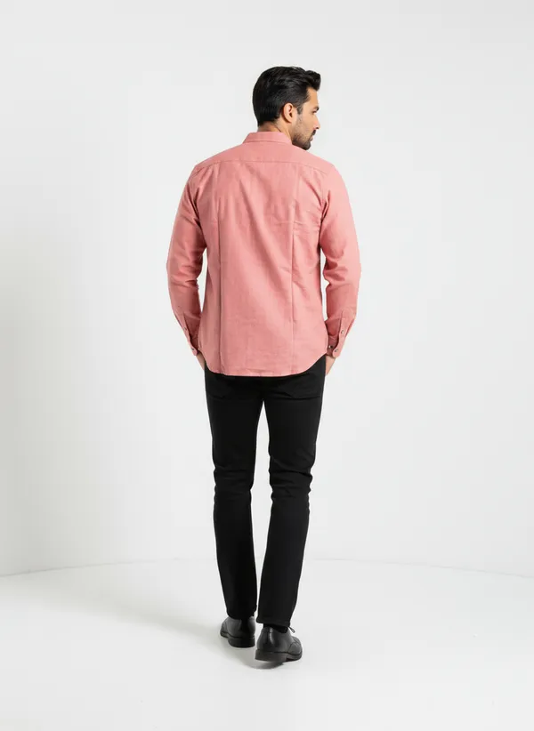 Orange_Cotton_Solid_Oxford_Shirt_For_Men