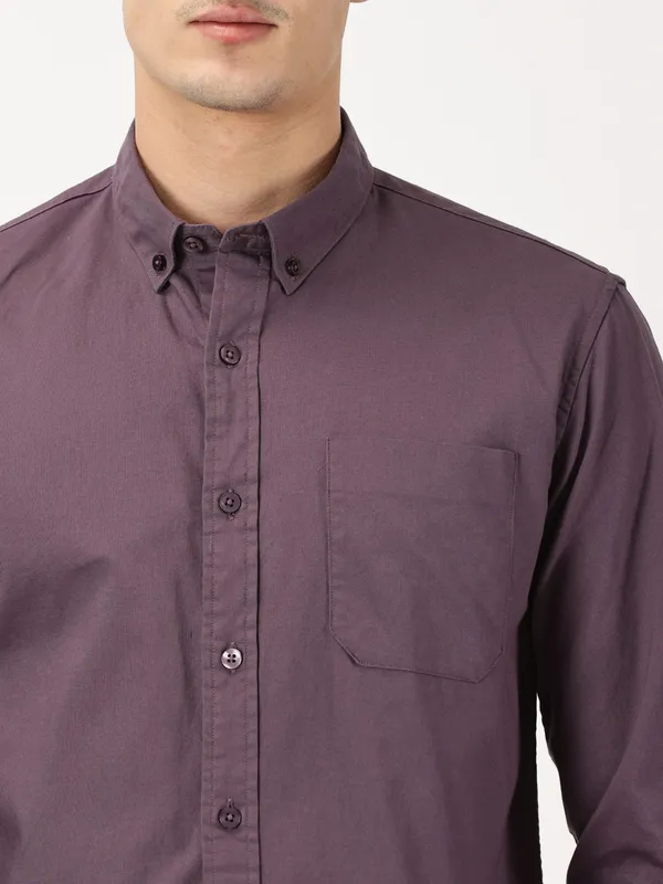 Dark_Purple_Cotton_Solid_Oxford_Shirt_For_Men