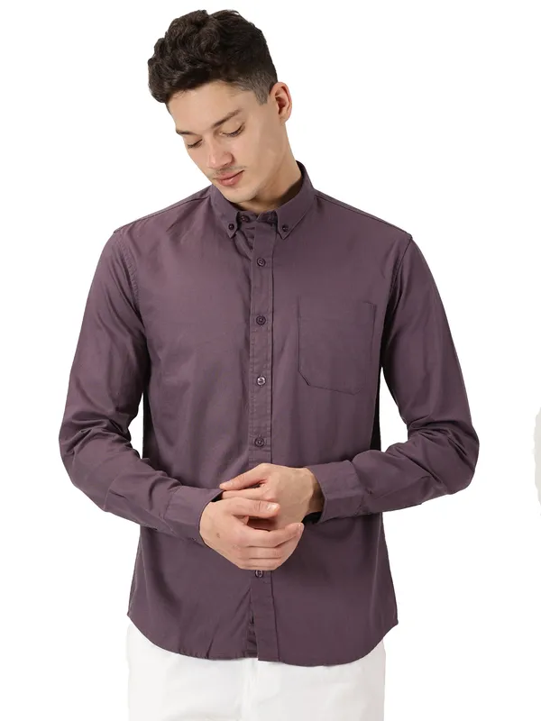 Dark_Purple_Cotton_Solid_Oxford_Shirt_For_Men