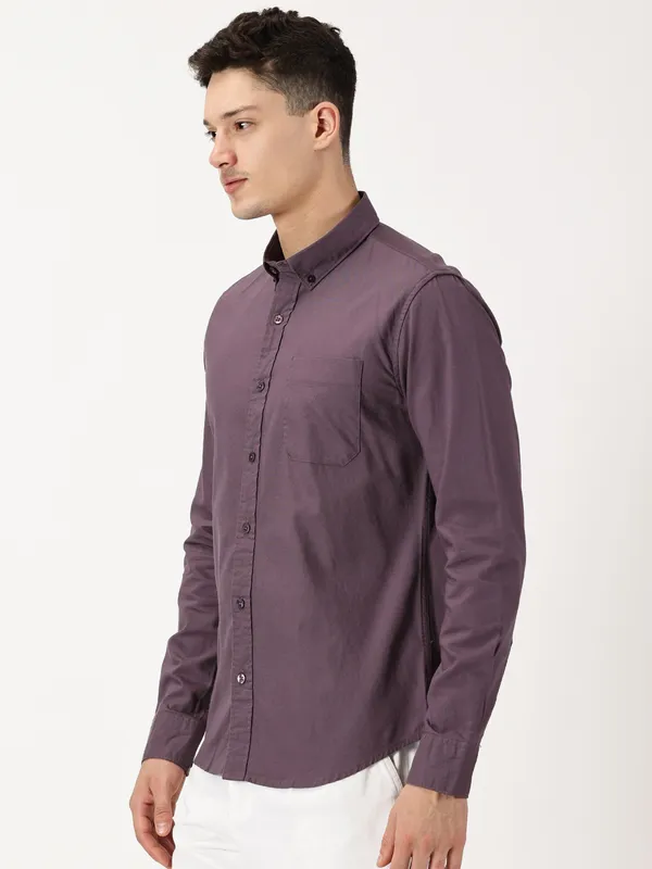 Dark_Purple_Cotton_Solid_Oxford_Shirt_For_Men