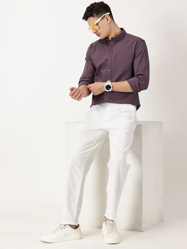 Dark_Purple_Cotton_Solid_Oxford_Shirt_For_Men
