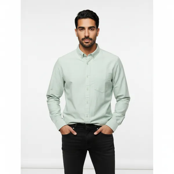 Light_Jade_Cotton_Solid_Oxford_Shirt_For_Men
