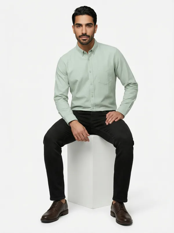 Light_Jade_Cotton_Solid_Oxford_Shirt_For_Men