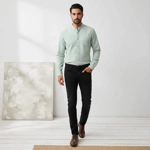 Light_Jade_Cotton_Solid_Oxford_Shirt_For_Men