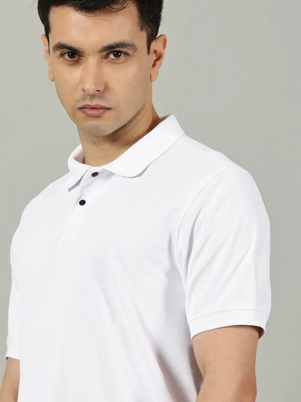 White_Cotton_Polo_Sport_T_Shirt_For_Men