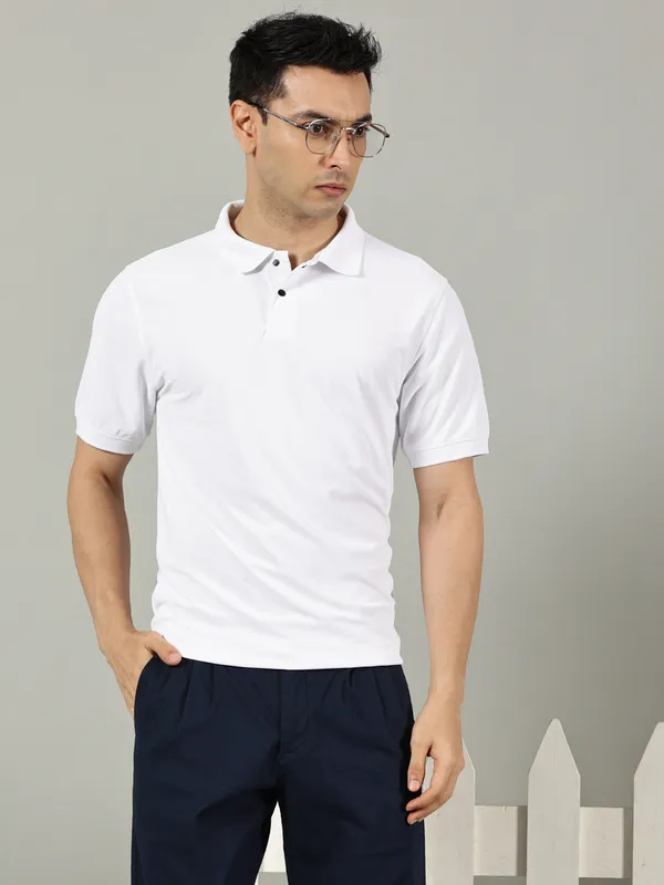 White_Cotton_Polo_Sport_T_Shirt_For_Men
