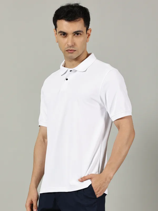 White_Cotton_Polo_Sport_T_Shirt_For_Men