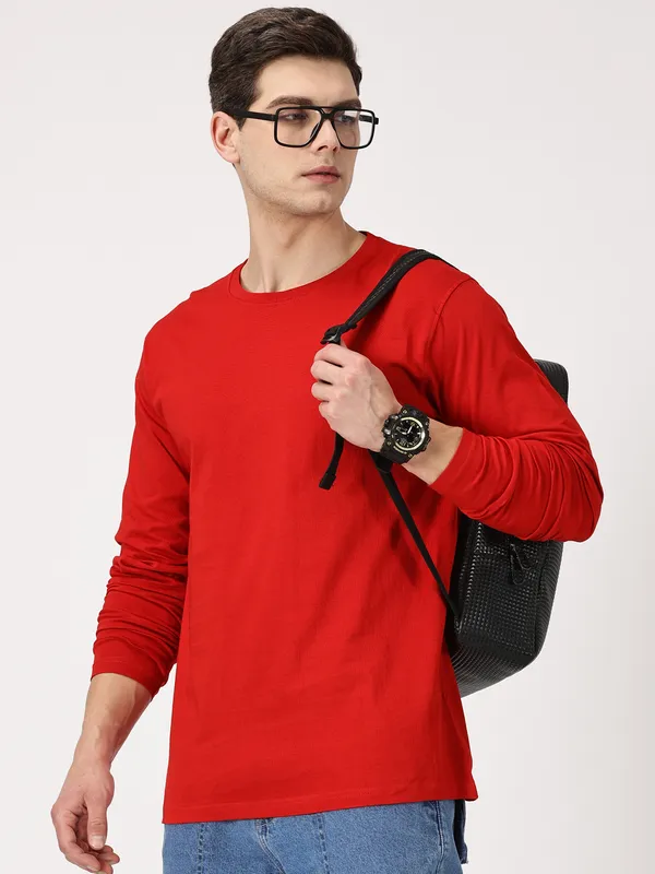 Red_Cotton_Regular_Fit_T_Shirt_For_Men