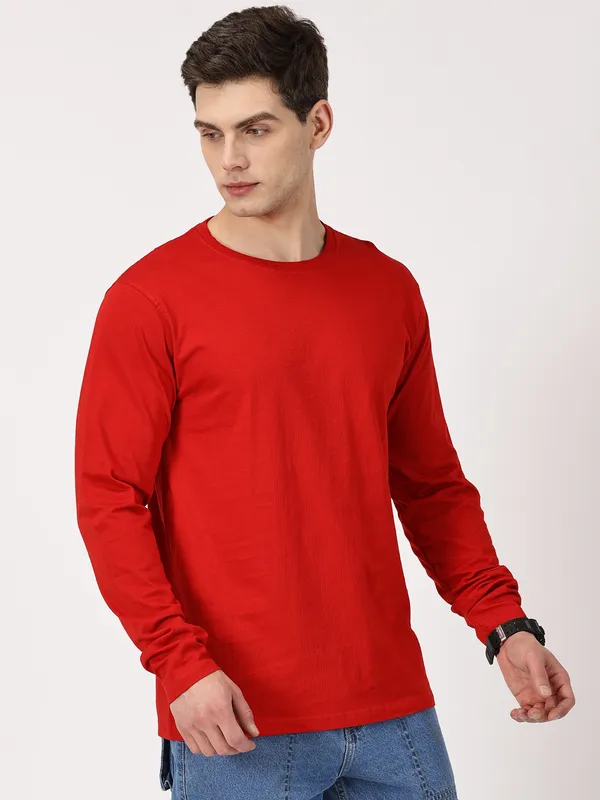 Red_Cotton_Regular_Fit_T_Shirt_For_Men