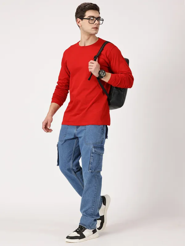 Red_Cotton_Regular_Fit_T_Shirt_For_Men