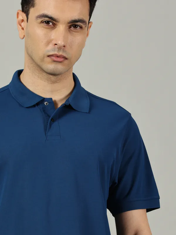 Petrol_Blue_Cotton_Polo_T_Shirt_For_Men
