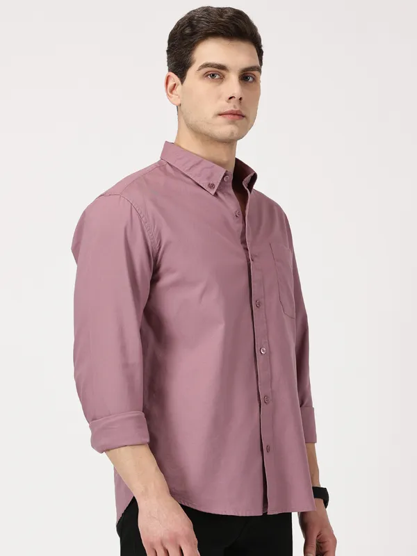 Mauve_Purple_Cotton_Solid_Oxford_Shirt_For_Men