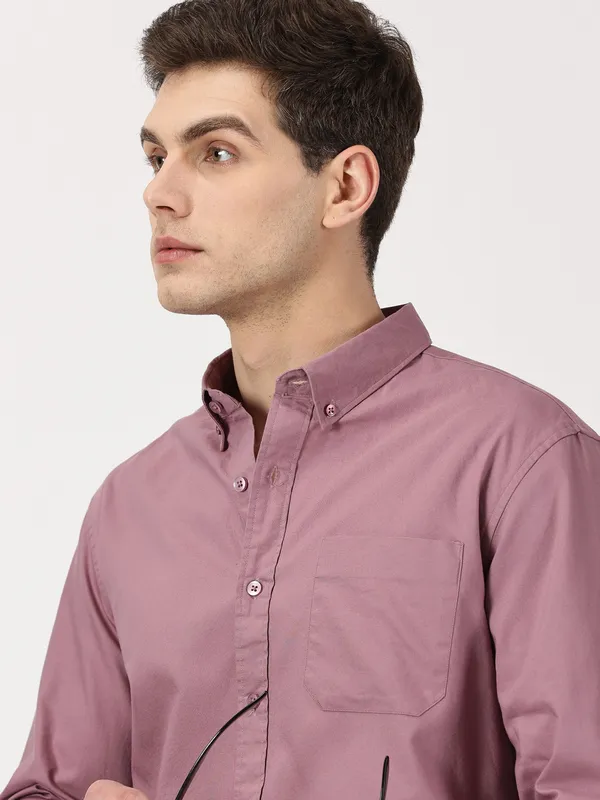 Mauve_Purple_Cotton_Solid_Oxford_Shirt_For_Men