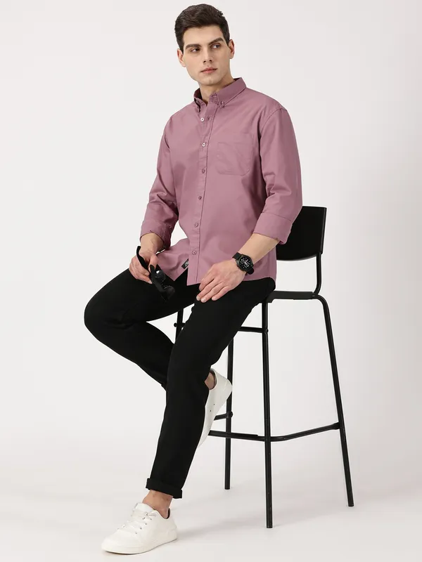 Mauve_Purple_Cotton_Solid_Oxford_Shirt_For_Men