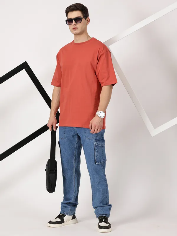 Coral_Cotton_Oversized_Drop_Shoulder_T_Shirt_For_Men