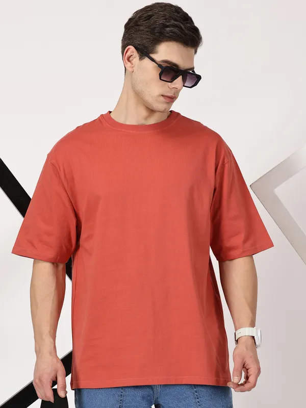 Coral_Cotton_Oversized_Drop_Shoulder_T_Shirt_For_Men