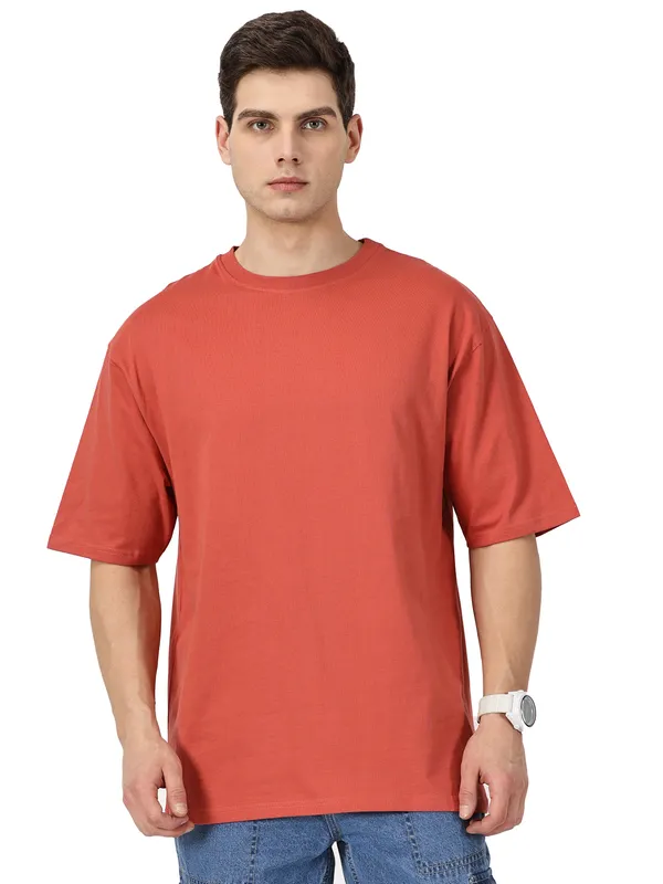 Coral_Cotton_Oversized_Drop_Shoulder_T_Shirt_For_Men