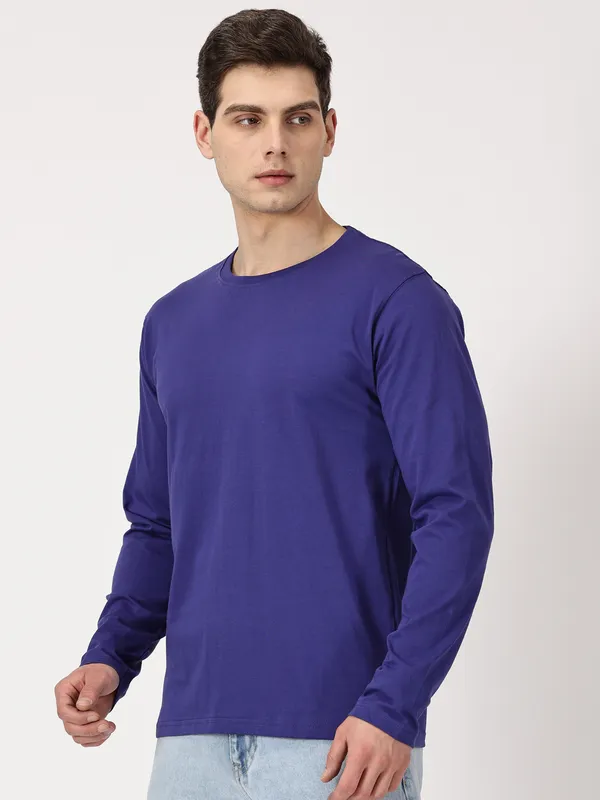 Royal_Blue_Cotton_Full_Sleeve_T_Shirt_For_Men